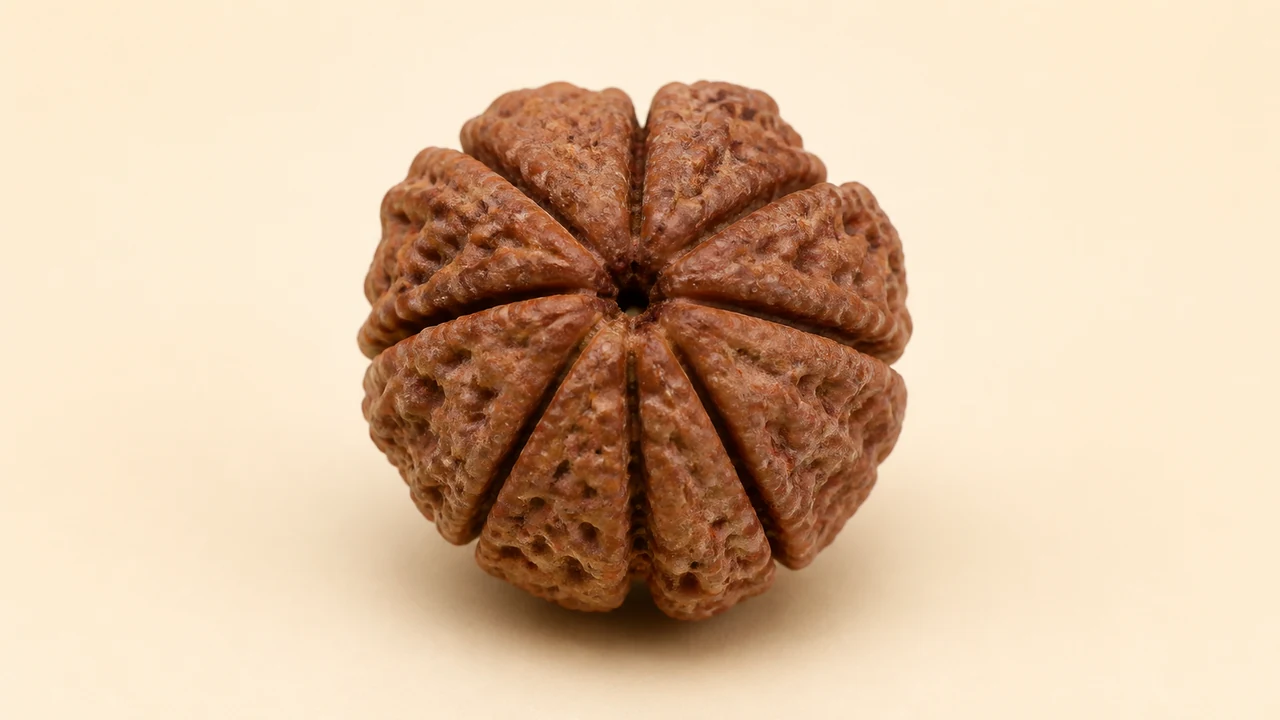 Symbolic AI-generated catalogue illustration of 8 Mukhi Rudraksha
